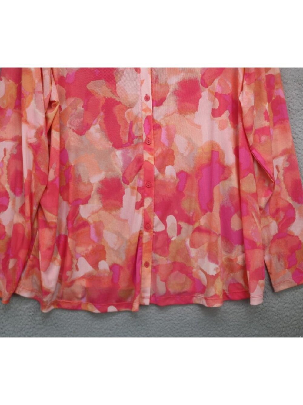 LOGO by Lori Goldstein Long Sleeve Mesh Sheer Button Up Top-Size 1X-Whimsigoth - Picture 3 of 11